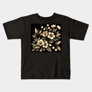 Olive Floral Illustration Kids T-Shirt